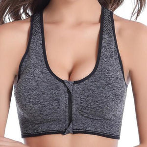 Women Zipper Push Up Sports Bras