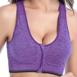 Women Zipper Push Up Sports Bras