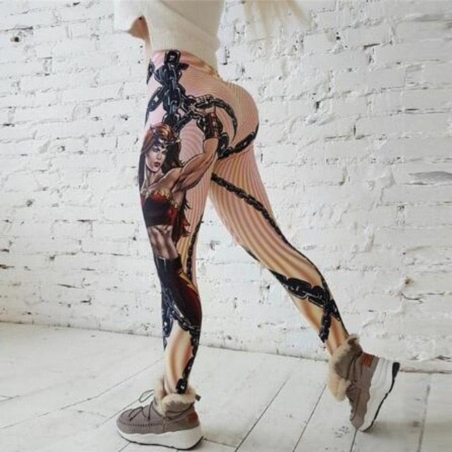 Printed Fitness Slim Leggings ins Female