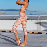 Pink camouflage printed sweatpants suit female