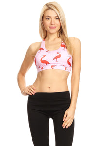 Women's Flamingo Printed Sports Bra