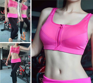 Hot Women Zipper Push Up Sports Bras