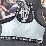 Letter Sports Bra Top Push Up Fitness