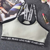 Letter Sports Bra Top Push Up Fitness