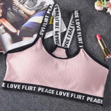 Letter Sports Bra Top Push Up Fitness